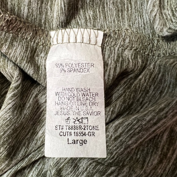 Reb n J Heathered Gray Knit Tunic top Tulip Sleeve Lace Embellishment L - Picture 7 of 8